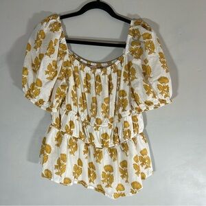 NFC Puffed Sleeve Peplum Blouse 100% cotton